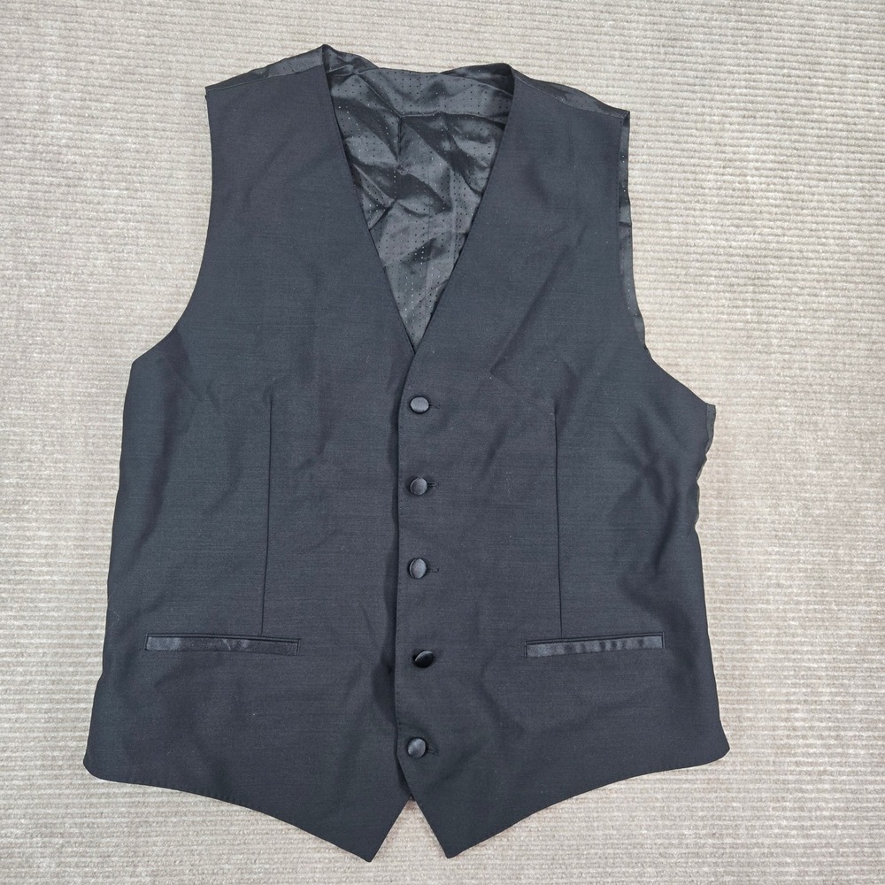 Dolce & Gabbana Mens L Black Perforated Back Adjustable Cinch Suit Vest